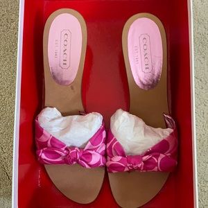 Coach wedge sandals with pink bow